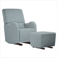 Dutailier Laki Upholstered Espresso Glider Chair in Blue