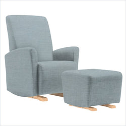Dutailier Pico Upholstered Natural Glider Chair in Blue