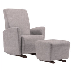 Dutailier Pico Upholstered Espresso Glider Chair in Snow