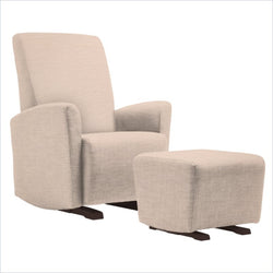 Dutailier Pico Upholstered Espresso Glider Chair in Cream