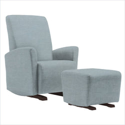 Dutailier Pico Upholstered Espresso Glider Chair in Blue