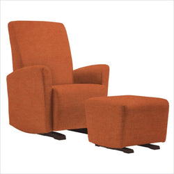 Dutailier Pico Upholstered Espresso Glider Chair in Orange