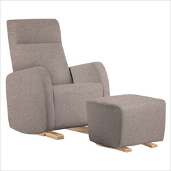 Dutailier Etna Upholstered Natural Glider Chair in Cloud