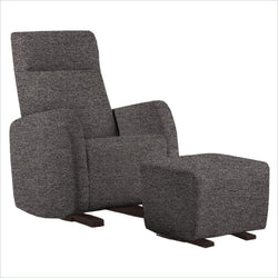 Dutailier Etna Upholstered Espresso Glider Chair in Stone