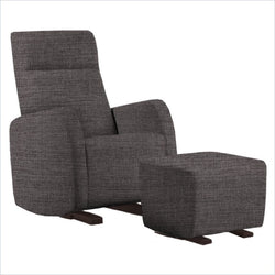 Dutailier Etna Upholstered Espresso Glider Chair in Pebble