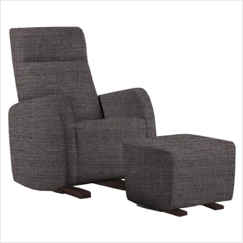 Dutailier Etna Upholstered Espresso Glider Chair in Pebble