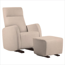 Dutailier Etna Upholstered Espresso Glider Chair in Cream