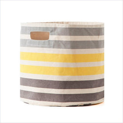 Pehr 3 Stripe Bin in Neutral Grey/Yellow