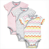 Skip Hop Layette Side Snap Short Sleeve Bodysuit in Pink (Set of 3)