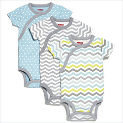 Skip Hop Layette Side Snap Short Sleeve Bodysuit in Blue (Set of 3)