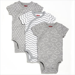 Skip Hop Layette Side Snap Short Sleeve Bodysuit in Grey (Set of 3)