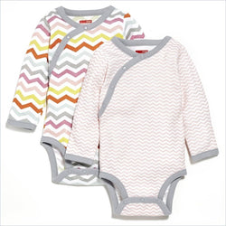 Skip Hop Layette Side Snap Long Sleeve Bodysuit in Pink (Set of 2)
