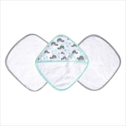 JJ Cole Washcloth Set in Aqua Whales