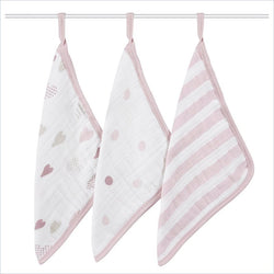 Aden + Anais Classic Washcloth 3-Pack in Heart Breaker