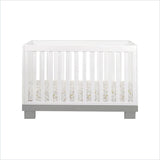 Babyletto Modo 3 in 1 Convertible Wood Crib with Toddler Rail in Grey and White