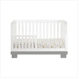 Babyletto Modo 3 in 1 Convertible Wood Crib with Toddler Rail in Grey and White