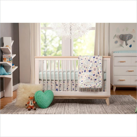 Babyletto Scoot 3-in-1 Convertible Crib and Dresser Set in White and Washed Natural Finish