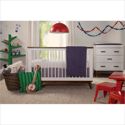 Babyletto Scoot 3-in-1 Convertible Crib and Dresser Set in White and Walnut