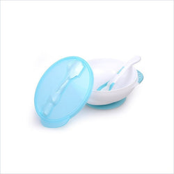 Kidsme Suction Bowl Set With Ideal Temperature Spoon in Aquamarine