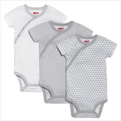 Skip Hop Layette Triangles Side Snap Short Sleeve Neutral Bodysuit (Set of 3)