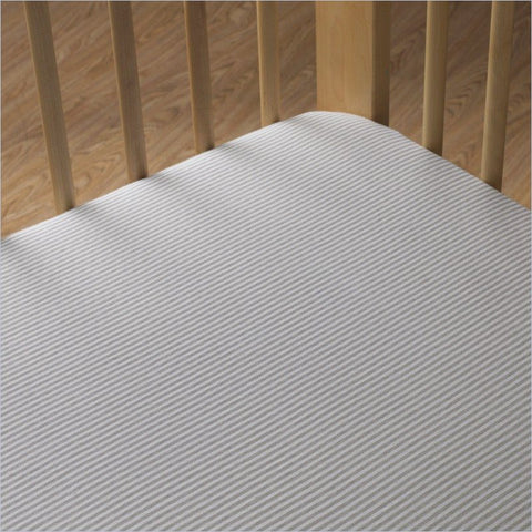 Living Textiles Hayden Jersey Fitted Sheet in Grey Stripe