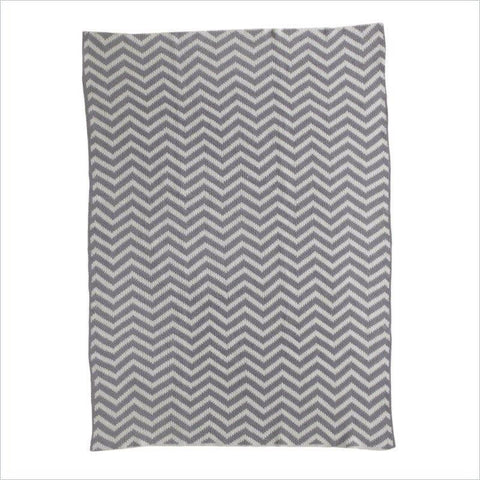 Living Textiles Willow Chevron Blanket in Grey and White