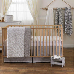 Living Textiles Cotton Poplin Quilted Bumper in White and Grey