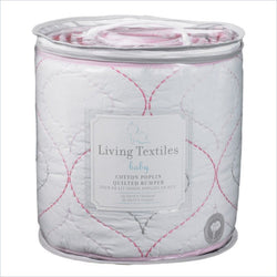Living Textiles Cotton Poplin Quilted Bumper in White and Pink