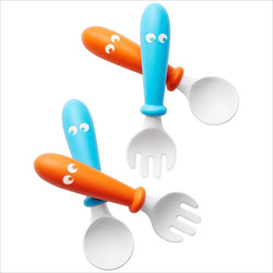 BabybjÃƒÂ¶rn Baby Spoon And Fork In Orange and Turquoise (4 Pack)