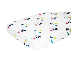 Nurseryworks Oceanography Organic Cotton Percale Sheet in Sea Animals