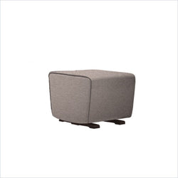 Dutailier Fogo Espresso Upholstered Ottoman in Cloud with Stone Piping