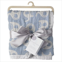 Living Textiles Muslin Jacquard Blanket in Blue Elephant