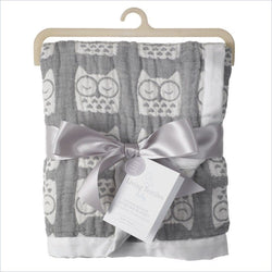 Living Textiles Muslin Jacquard Blanket in Grey Owl