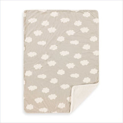 Living Textiles Printed Velour Blanket in Grey Clouds