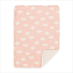 Living Textiles Printed Velour Blanket in Pink Clouds