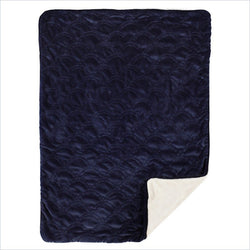 Living Textiles Scallop Embroidered Velour Blanket in Navy