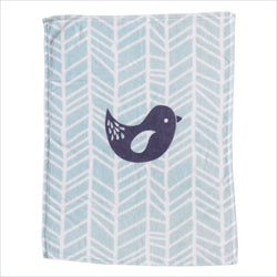 Living Textiles Sparrow Printed Plush Blanket Grey Bird (30" x 40")