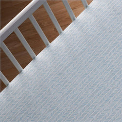 Living Textiles Woods Fitted Sheet Aqua Herringbone