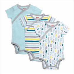 Skip Hop ABC-123 Side Snap Short Sleeve Bodysuit in Blue (3 Piece Set)
