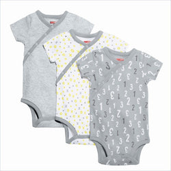 Skip Hop ABC-123 Side Snap Short Sleeve Bodysuit in Grey (3 Piece Set)