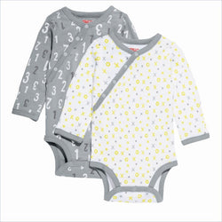 Skip Hop ABC-123 Side Snap Long Sleeve Bodysuit in Grey (2 Piece Set)