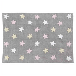 Lorena Canals Washable Rugs Tricolor Stars Grey in Pink