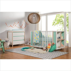 Babyletto Bingo 2 Piece Set in White Washed Natural and Cool Mint