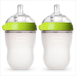 Comotomo 8oz Natural Feel Baby Bottle in Green (Set of 2)