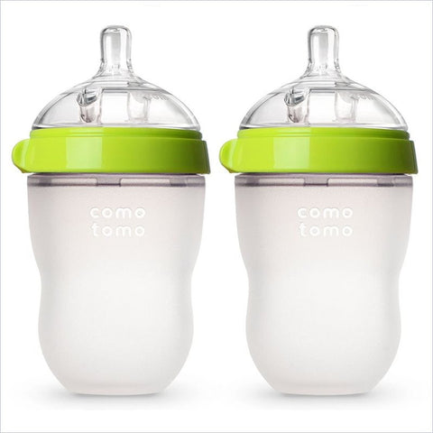 Comotomo 8oz Natural Feel Baby Bottle in Green (Set of 2)