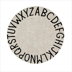 Lorena Canals Washable Round Rug in ABC Natural and Black