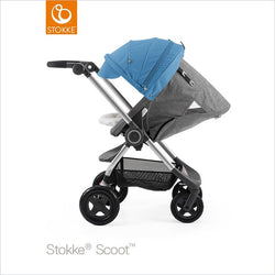 Stokke Scoot V3 Black Melange Stroller with Blue Canopy