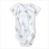 Aden + Anais Short Sleeve Kimono Body Suit in Silver Star