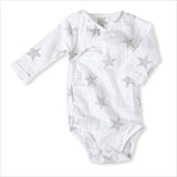 Aden + Anais Long Sleeve Kimono Body Suit in Silver Star