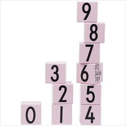 Design Letters Aj Wooden Cubes 0-9 in Pink
